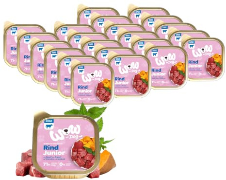 WOW Dog Welpen-Nassfutter mit Rind 22 x 150g | ohne Getreide & Zucker
