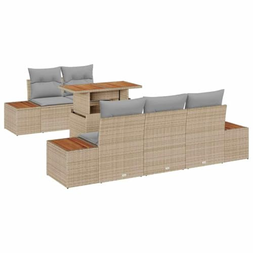 vidaXL Garten-Sofa-Set 6 STK. Beige Poly Rattan