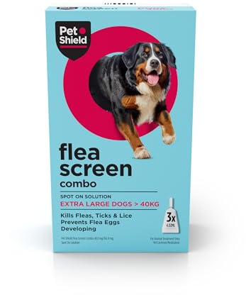 Flea Treatment for Dogs - Extra Large Dog, Kills Fleas, Ticks, Eggs, 3 Pipp | Spot-On Treatment - Kills fleas in 24hrs, Provides up to 8 weeks protection, 3 Pipettes, 40-60kg body weight