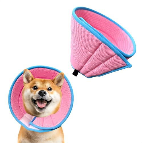Collerette Chien Colerette pour Chien Anti Lechage Protection Contre Léchages Morsures Chiens Après Une Opération,Légère Respirante pour Les Chiens et Les Chats(Moyenne,Rose)