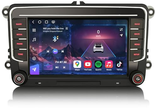 Erisin 128GB Android 16 Radio Coche GPS para Volkswagen Passat B6 Touran T5 | 7 Qualcomm Radio Bluetooth VW Golf 5/6 Polo Caddy Seat Skoda Pantalla CarPlay Android Auto DAB+ Wifi 4G DSP Navegador Canbus