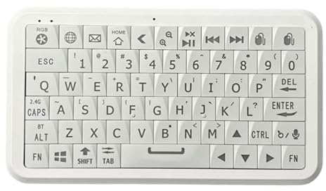 Winmaxle Mini tastiera con Bluetooth 5.0/2.4G Dual Mode, mouse con movimento giroscopico, 64 tasti, opzioni di retroilluminazione RGB, batteria ricaricabile, tipo C Win/iOS/Android/(bianco)