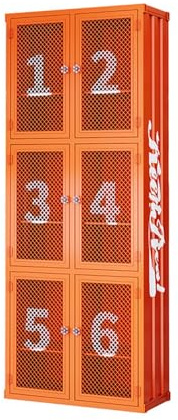LVLDAWA Industrial Metal Storage Locker Cabinet With 6 Doors, 3-Tier Mesh Sports Locker, Heavy Duty Iron Gym Locker Organizer For Dance Studio(80x35x140cm)