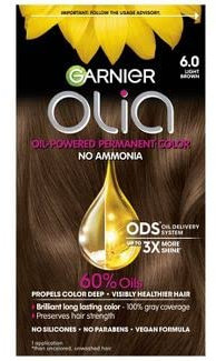 Garnier Olia Oil Powered - Tinte permanente para el cabello, color marrón claro 6.0 (el embalaje puede variar)