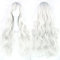 Fouriding 31 Silvery White Women's Long Curly Wave Cosplay Party Wigs Hairpieces Hair Cap Lolita Style Anime Wig