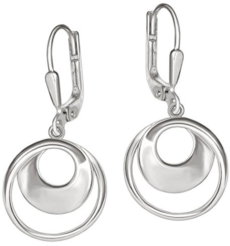 CLEVER SCHMUCK Damen Ohrringe als Ohrhänger 30 mm Schnörkel Kringel Ø 14 mm verschnörkelt runde schlichte Form elegant versetzte Optik 925 Sterling Silber im Schmucketui