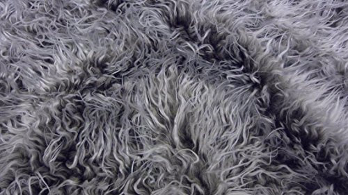 Fabrics-City grau/weiß extrem langes Zottelfell aus Kunstpelz, Kuschelfell & Fellimitat, weiches Teddyfell für Nähen, Dekoration Diy, ideal als Plüschstoff, Pelzstoff Webpelz Stoff, 3099