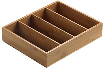 Leone Besteckkasten aus natürlichem Bambus, 29 x 27,5 x 6 cm