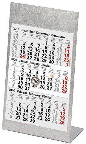 Edelstahl Tischkalender für 2 Jahre 2020/2021 Breite 10,5 cm Höhe 23,0 cm