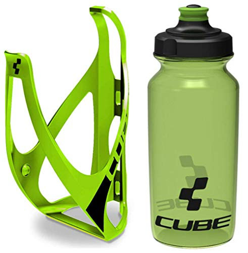 Cube HPP Cage - Neon Green/Black & Icon Bottle - Green, 750ml / Pair Kit Set Hydration Hydrate Drinking Drink Water Bidon Vessel Flask Holder Mount Bracket Bicycle Cycling Cycle Bike Accessories