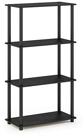 Furinno Turn-N-Tube 4-Tier Multipurpose Shelf Display Rack with Round Tubes, Americano/Black