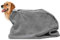 Premium Microfiber Dog Drying Bag - Quickly Removes Water Mud and Dirt - Extra Absorbent Towel Solution with Durable Hook and Loop Neck Strap-Gray-