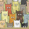 ABAKUHAUS Katzen Stoff als Meterware, Lustige niedliche farbige Karikatur, Qualitäts Stoff Dekorativer Polster Heimtextilienstoff, 2M (148x200cm), Gelb Grün