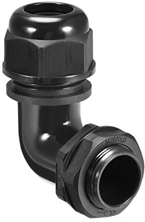 uxcell M25 Cable Gland, 90 Degree Waterproof IP68 Nylon Joint Adjustable Locknut for 13mm-18mm Dia Cable Wire