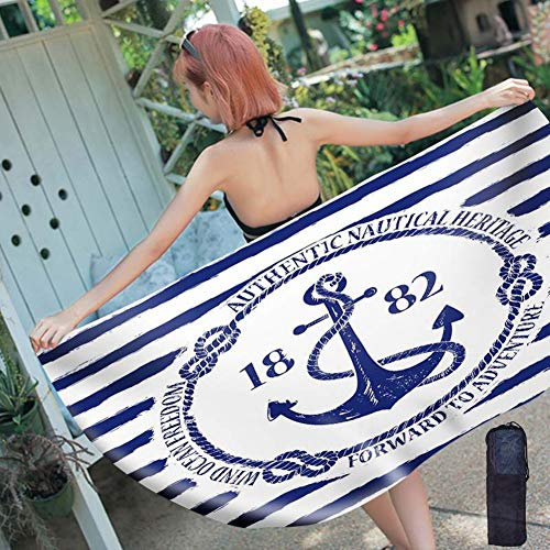 Strandtuch Groß, Morbuy Microfaser Leicht Kompakt Tragbar Rechteckig Schnelltrocknend Beste Schwimmen Sport Reisen Yoga & Gym Handtuch Badetuch (150x180cm,Anker)
