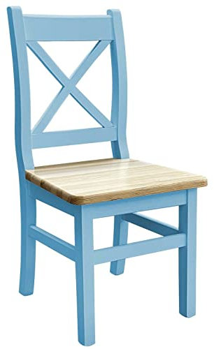 k koma Blau Holzstuhl Kreuzstuhl MASSIV Kiefer Holz -NEU Landhausstil MASSIVHOLZ (Kiefer Lackiert)