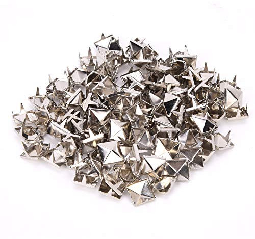 100 pièces Rivets en cuivre goujons carrés rivets à griffes accessoires de mode tête de clou Punk décoratif pour vêtements vestes ceintures(argent)