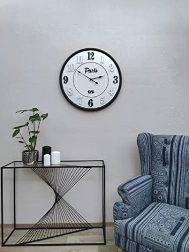 DARO DEKO Wand-Uhr Paris Black and White Ø 77 cm