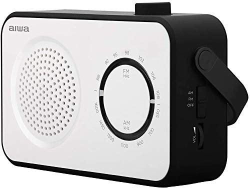 AIWA R-190BW (UK) Portable Radio, AM/FM, Mains & Battery, With Headphone Socket White/Black