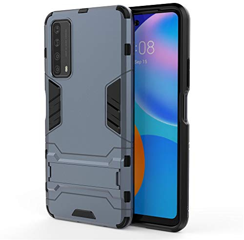MUMOYAN per Huawei P Smart 2021 Custodia, 2 in 1 Hybrid Dual Layer Armor Cover Robusta Guscio di Protezione Anti-Scivolo Antiurto della Staffa per Huawei P Smart 2021 -Black Plus Gray