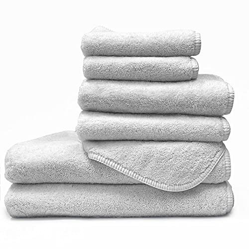 Jennifer Adams 100% Cotton Lago Plush Collection Towels (Bath Sheet, Heather Gray)