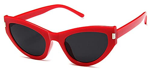 WQZYY&ASDCD Sonnenbrille Herren Damen Cat Eye Frauen Brillen Weibliche Sonnenbrillen Plastiklinse Damen Okular Farbtöne Brillen-Rot