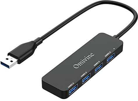 USB Hub, 4 Port Ultra-Slim USB Hub Portable Adapter High-speed Expansion Multi USB Hub Splitter Lead Adapter Cable For PC Laptop, Desktop, PS3 PS4, Xbox, Wii, MAC, NoteBook, MacBook (Black 2.0&3.0)