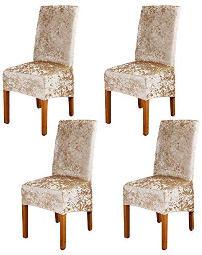 Dining Chairs Cover Pack of 4 - High Stretch Crushed Velvet XL Size High Back Dining Chair Slipcovers Chair Protector Seat Cover for Dining Room Living Room Wedding Hotel Banquet Party Home Decor