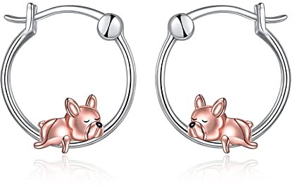 VONALA Französische Bulldogge Creolen Ohrringe 925 Sterling Silber Tier Hund Schmuck für Damen Mädchen Kinder