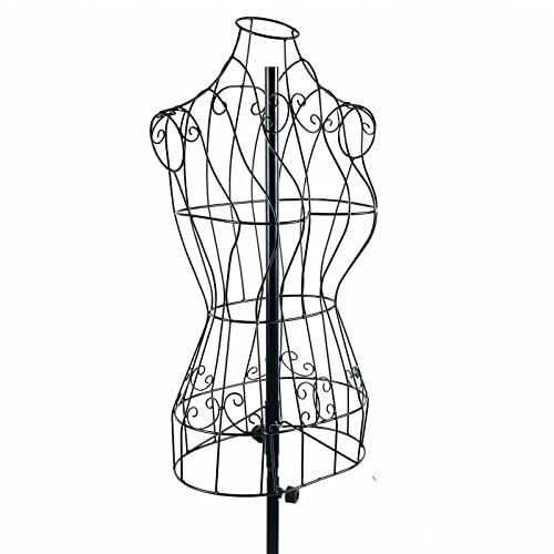 Schneiderpuppe weiblich, Schaufensterpuppe aus Metall, Mannequin, Damenbüste 140-160 cm, höhenverstellbar, Vintage, schwarz für Dekobüste oder Kleiderständer zu verwenden