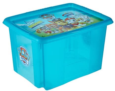 keeeper Paw Patrol Aufbewahrungsbox mit Deckel, Dreh- und stapelbar, Für Kinder, 30 l, Karolina, Fresh Blue Transparent