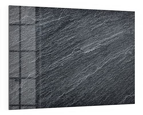 DEQORI Glas-Magnettafel | 120x90 cm groß | Motiv Klassischer Schieferstein | Memo-Board aus Glas | Magnetboard inkl. Magnete, Stift & Tuch für Küche & Büro | Tafel magnetisch & beschreibbar