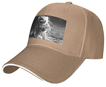 Lunar Astronaut Casual Sandwich Baseball Cap Verstellbar Waschbar Klassisch Gebogene Krempe Baseball Cap für Damen und Herren, Natürlich, EinheitsgröÃŸe