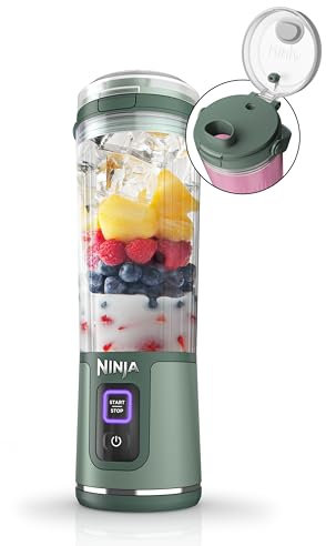 Ninja BC151EM Blast Portable Blender, Cordless, 18oz. Vessel, Personal Blender-for Shakes & Smoothies, BPA Free, Leakproof-Lid & Sip Spout, USB-C Rechargeable, Dishwasher Safe Parts, Forest Green