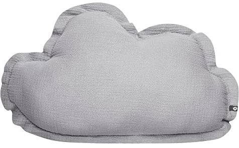 von Herzen Handmade Musselinkissen aus 100% Baumwolle I Kinderkissen I Dekokissen aus Musselin in Wolkenform I Wolkenkissen für Kinderzimmer & Bett I Handgenähtes Kissen mit Watte gefüllt (Hellgrau)