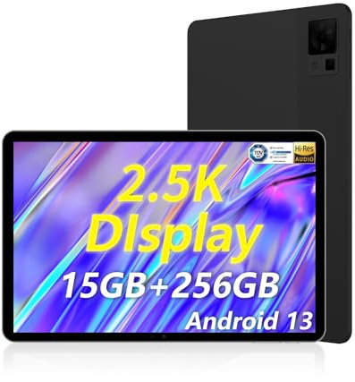 DOOGEE T30 Pro 11 Inch Tablet 2.5K, 15GB+256GB (TF 2TB), 20MP/8MP Camera, Android 13, 4G-LTE, 2.4GHz&5GHz Wi-Fi, Face Unlock & Bluetooth 5.2, 8580mAh 33W Fast Charging, Black