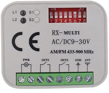 ALIRANTA Récepteur Universel MOOVO MT4/MT4G/MT4V - 433,92 MHz 2 Canaux 433-868 MHz, Code Roulant/Fixe 12-24 VAC/DC