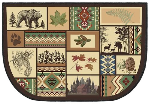 Demissle Alfombra para chimenea, chimenea, cabaña, suroeste, resistente al fuego, para estufa de leña, protector de suelo para cocina, interior y exterior (rústico, 24 x 59 pulgadas)