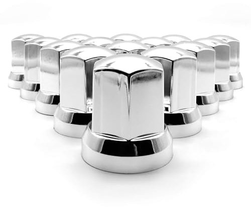 SAMETRUCK 20x Radmutterkappe SW32 Chrom Kunststoff LKW Radmutterschutz Abdeckung 32mm