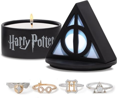 Harry Potter™ Kerze mit Leuchttablett des Todes, Dark Arts Ring-Kollektion, Schmuckkerze, Heimdekoration, Sammlerstücke, Accessoires, Geschenk, Geburtstag, Valentinstag, Muttertag, Größe 8