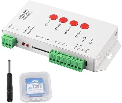 ruimeimei T1000S LED RGB Full Color Programmierbarer Pixel-Controller DMX512 SD-Karte DC5V -24V für WS2811 2801 LPD8806 6803 1903 LED-Streifen