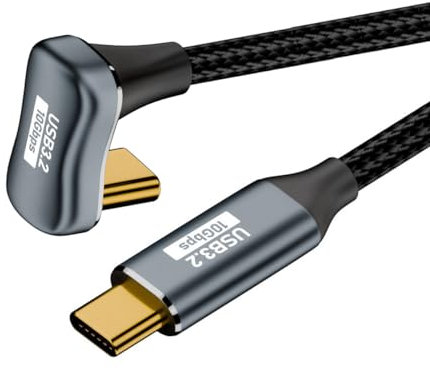 cablecc 10Gbps 100W USB-C USB 3.1 Tipo C Cable de datos de extensión macho a macho Opuesto Forma de U Ángulo trasero con manga 50CM