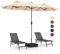 GOPLUS Sombrilla Jardin Grande 4x2m, Parasol Rectangular con Base, Manivela, Ventilación, Protección UV, Sombrilla Terraza Exterior para Patio Piscina (Beige, 4x2 m)