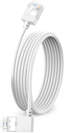 Dutevolns Slim Cat 6 Ethernet Cable 90° Left Angled 2M, Ultra Thin & Flexible Rj45 LAN Lead Gigabit Applicable For Mac, PC, Router, Ps4/5, (White)