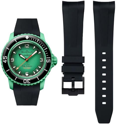 HEYOZURY Uhrenarmband für Blancpain X Swatch Fifty Fathoms 22mm Weiches Gummi Gebogenes Ende Männer Ersatz Armband für Blancpain x Swatch Herren Damen mit Werkzeug Entfernen
