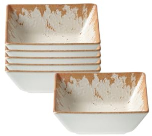 Ritzenhoff & Breker Rusty Grill-Geschirr Beilagenschalen 6er Set – 13 x 13 cm – Kleine Steinzeug Schalen im rustikalen Design – Spülmaschinenfest & mikrowellengeeignet – Braun & Beige