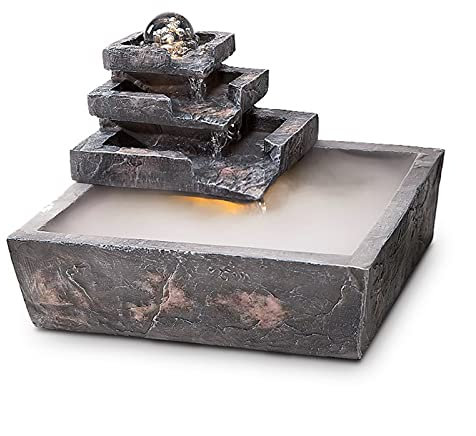Indoor Fountain Tabletop Water Fountain, With Rolling Ball Feng Shui Zen Indoor Waterfall Fountain for Living Room or Office Space