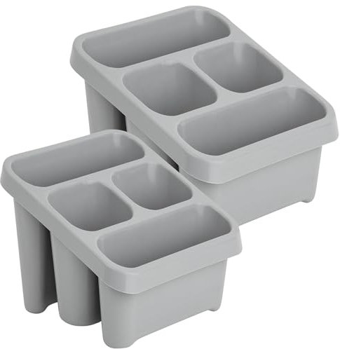 STORM TRADING GROUP 4 Compartment Grey High Grade Plastic Sink Tidy Cutlery Drainer Caddy Holder Utensil Drainer For Home & Kitchen (2)