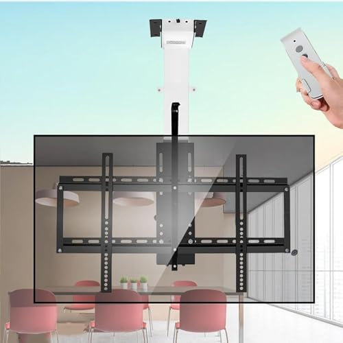 LwsCUiH Bracci di monitoraggio Supporto TV motorizzato da soffitto con Telecomando, Supporto TV sospeso, Sollevamento TV motorizzato e impostazioni di Memoria for TV da 32' - 75'(B)