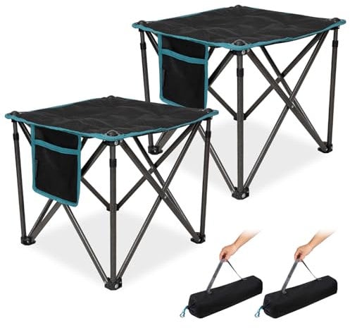 FUNDANGO 2er Set Campinghocker faltbar 180KG, 46cm Klapphocker faltbar, gartenhocker mit Tragetasche, falthocker fußhocker hocker Outdoor für Camping Wandern Angeln, Angelhocker, Schwarz